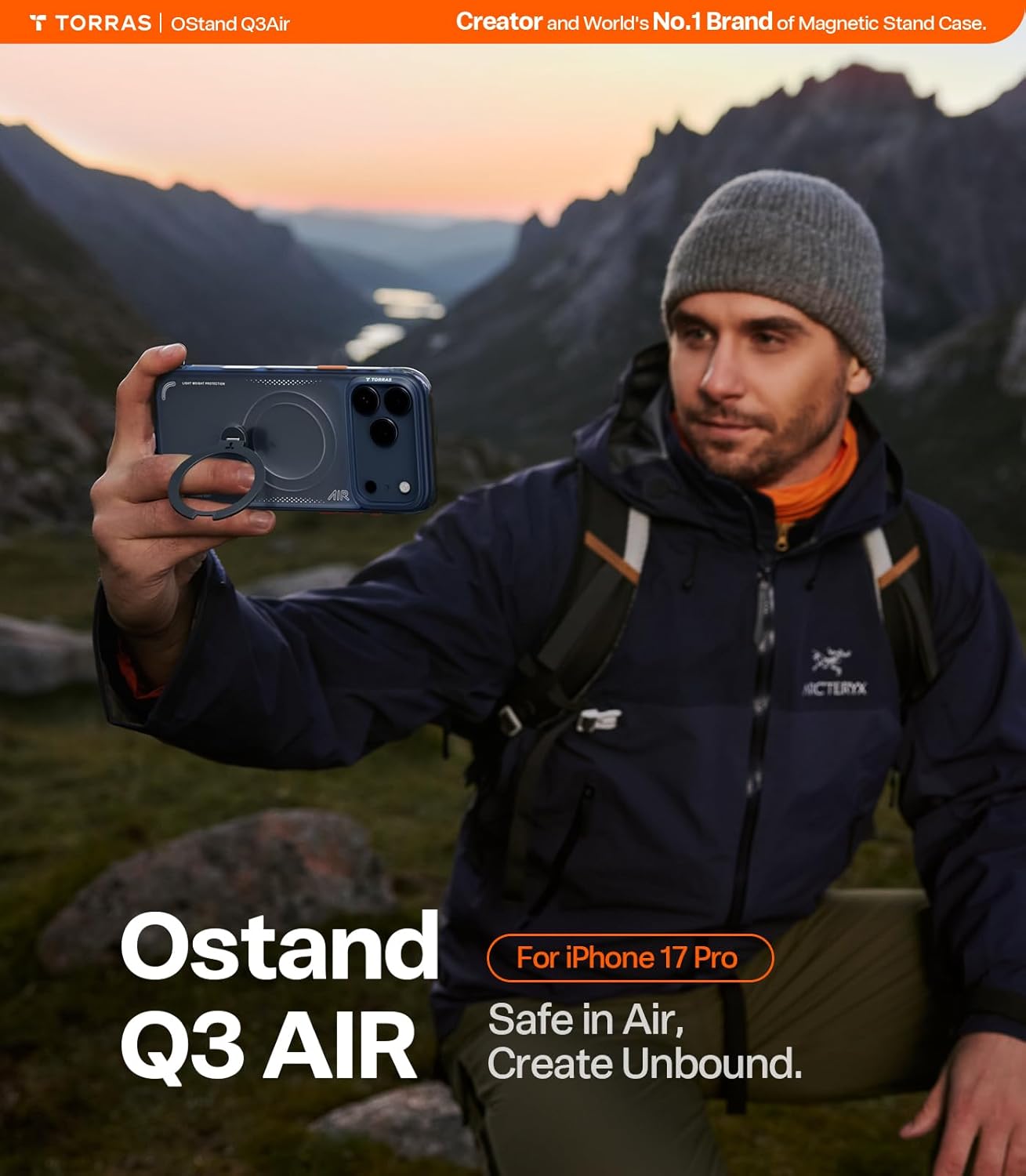 TORRAS Ostand Q3 Air iPhone 17 Pro için Kılıf 6,3 inç Daha Güçlü Manyetik Standlı, Magsafe için Uygun, Hava Yastıkları Askeri Koruma, iPhone 17 Pro Kılıfı için Kamera Kontrolü, Darbeye Dayanıklı ve