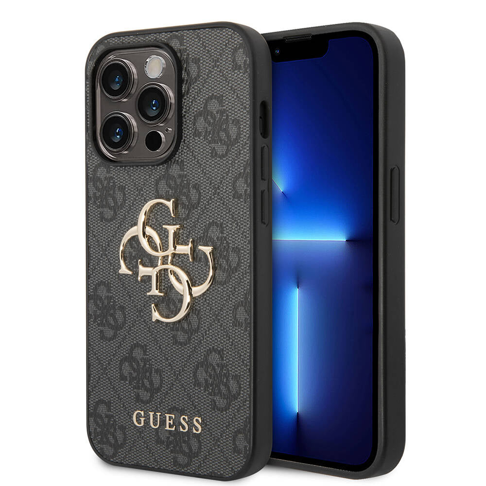 __vg|Gri|0|3666339066277-01|Apple iPhone 14 Pro Max Kılıf GUESS PU Deri Büyük Metal Logo Dizaynlı Kapak
