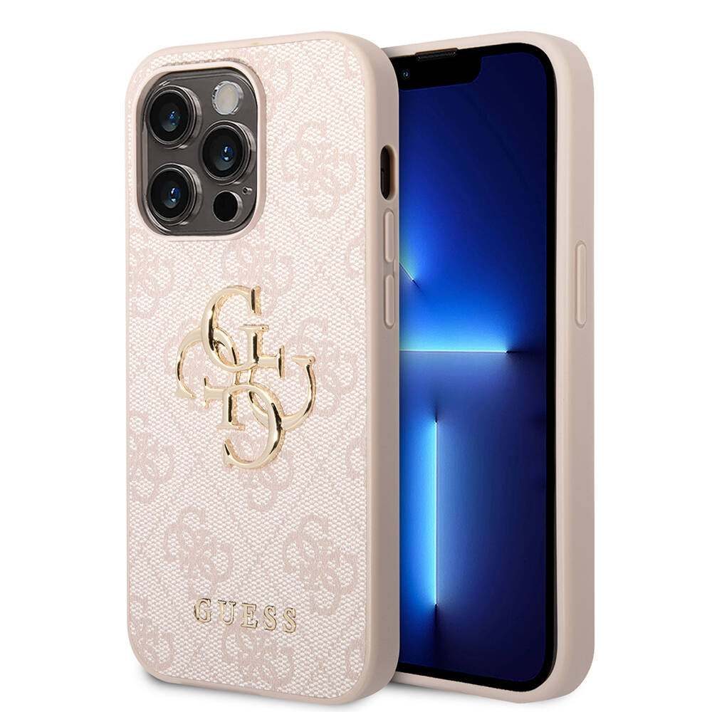 __vg|Pembe|0|3666339088811-01|Apple iPhone 14 Pro Max Kılıf GUESS PU Deri Büyük Metal Logo Dizaynlı Kapak
