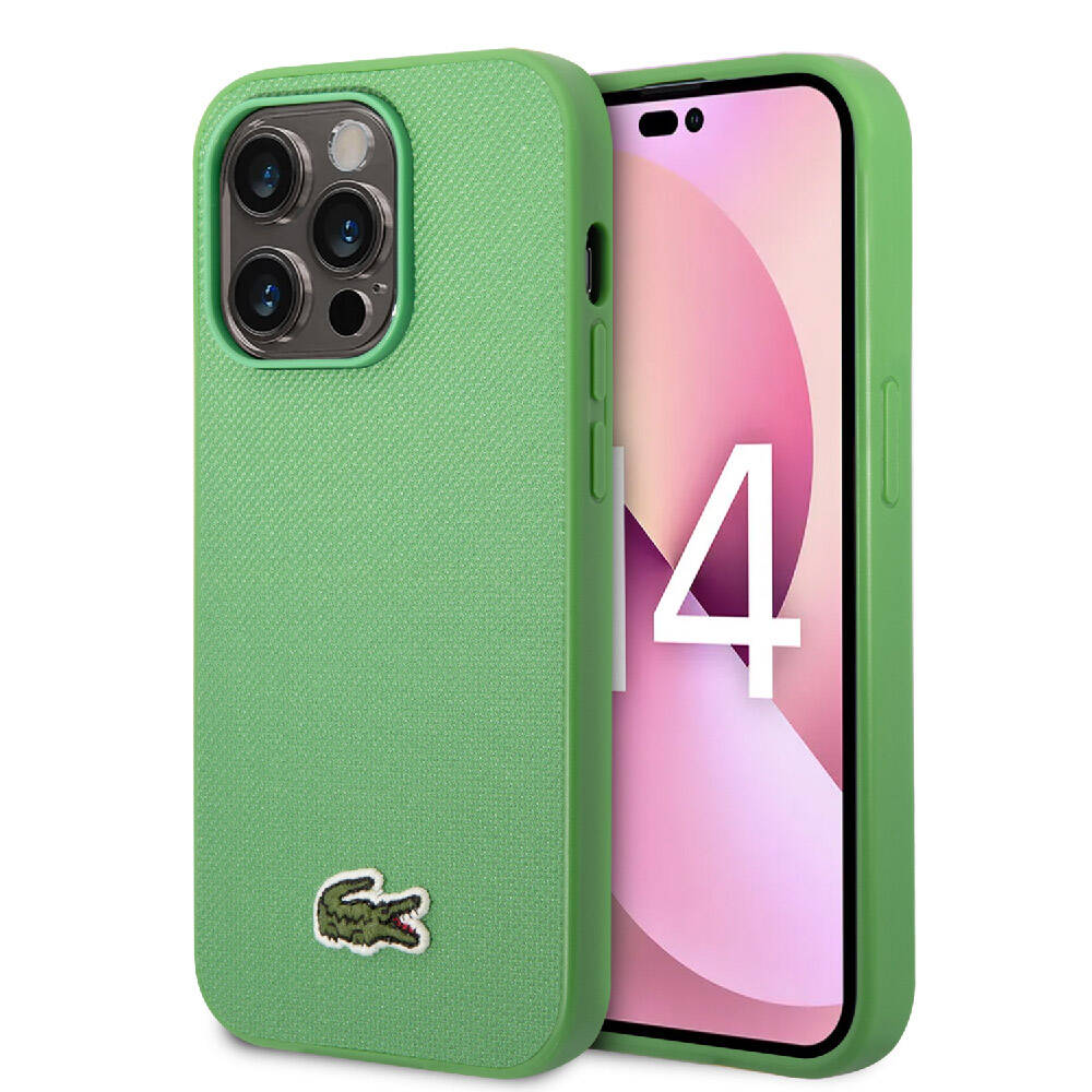 __vg|Yeşil|0|3666339099749-01|Apple iPhone 14 Pro Max Kılıf Lacoste Orjinal Lisanslı PU Pike Desenli Arka Yüzey İkonik Timsah Dokuma Logolu Kapak