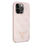 __vg|Pembe|0|3666339146658-01|Apple iPhone 14 Pro Max Kılıf Guess Orjinal Lisanslı PU Deri Taşlı Üçgen Logo 4G Desenli Kapak