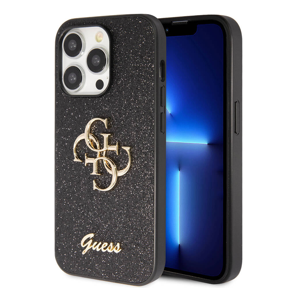 __vg|Siyah|0|3666339147358-01|Apple iPhone 14 Pro Max Kılıf Guess Orjinal Lisanslı 4G Büyük Metal Logolu Glitter Kapak