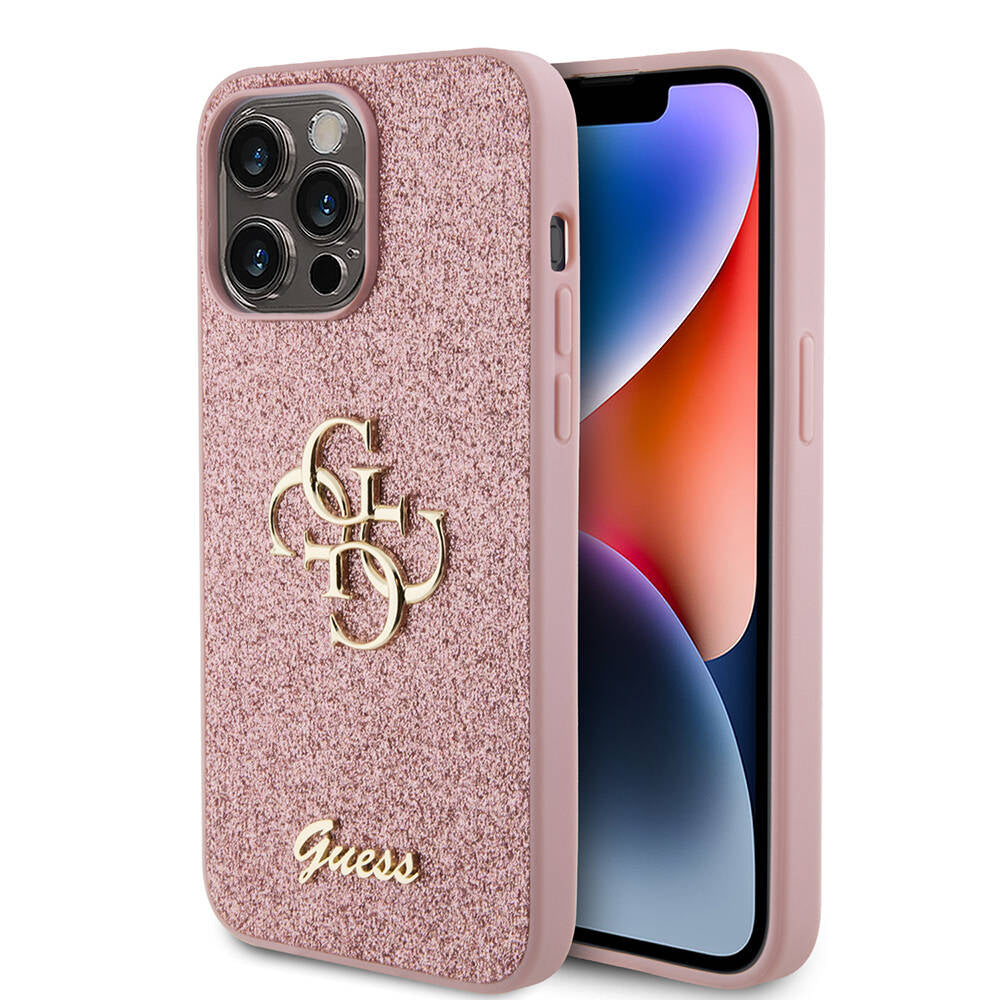 __vg|Pembe|0|3666339147631-01|Apple iPhone 14 Pro Max Kılıf Guess Orjinal Lisanslı 4G Büyük Metal Logolu Glitter Kapak