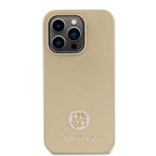 __vg|Gold|0|3666339150990-01|Apple iPhone 14 Pro Max Kılıf Guess Orjinal Lisanslı Deri 4G Metal Logo Strass Kapak