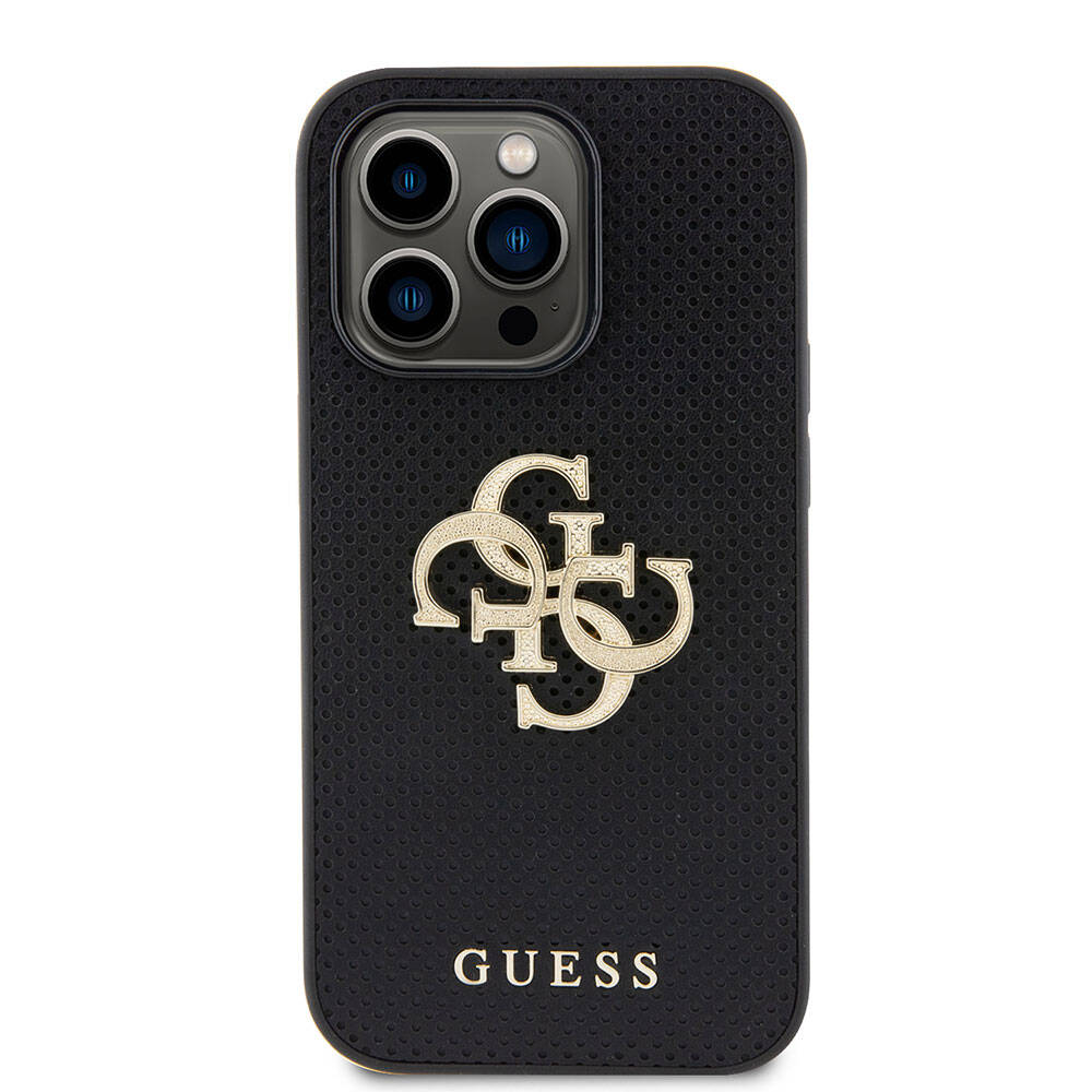 __vg|Siyah|0|3666339151270-01|Apple iPhone 14 Pro Max Kılıf Guess Orjinal Lisanslı Delikli Yazı ve 4G Glitter Büyük Metal Logolu Kapak