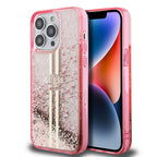 __vg|Pembe|0|3666339223656-01|Apple iPhone 14 Pro Max Kılıf Guess Orjinal Lisanslı Transparan Sıvılı Simli Altın Çizgili Kapak