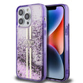 __vg|Mor|0|3666339223793-01|Apple iPhone 14 Pro Max Kılıf Guess Orjinal Lisanslı Transparan Sıvılı Simli Altın Çizgili Kapak