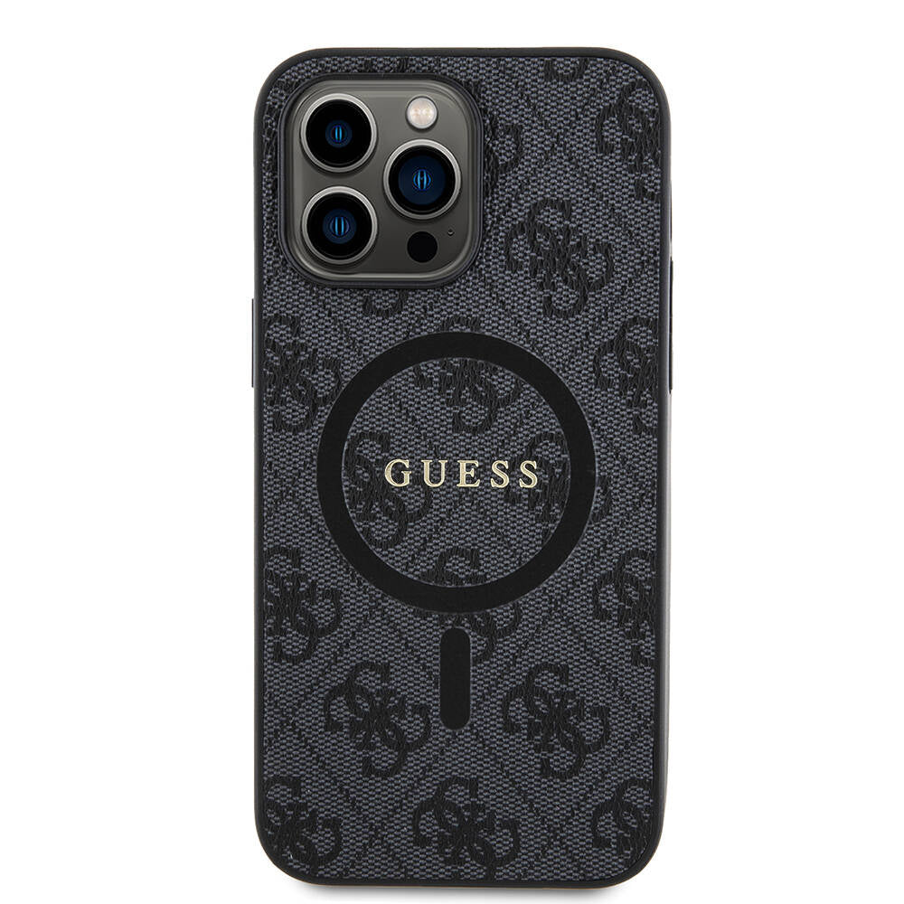 __vg|Siyah|0|3666339226312-01|Apple iPhone 14 Pro Max Kılıf Guess Orjinal Lisanslı MagSafe Şarj Özellikli PU Halkalı 4G Desenli Yazı Logolu Kapak
