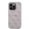 __vg|Pembe|0|3666339226732-01|Apple iPhone 14 Pro Max Kılıf Guess Orjinal Lisanslı MagSafe Şarj Özellikli PU Halkalı 4G Desenli Yazı Logolu Kapak