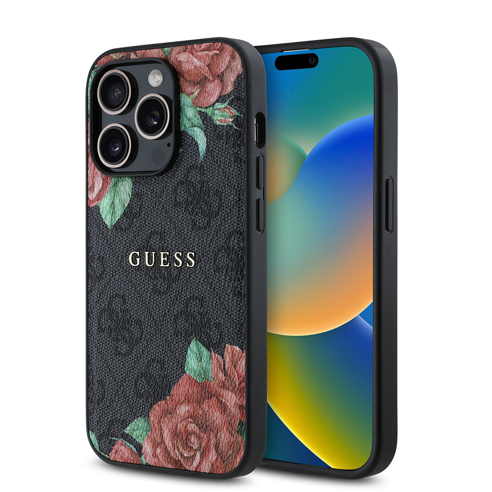 __vg|Siyah|0|3666339350055-01|Apple iPhone 14 Pro Max Kılıf Guess Orjinal Lisanslı MagSafe Şarj Özellikli Gül Baskılı 4G Desenli Yazı Logolu Kapak
