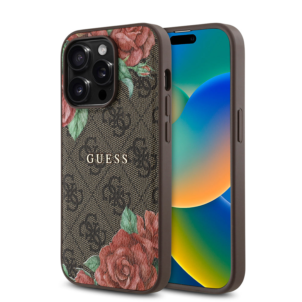 __vg|Kahverengi|0|3666339350208-01|Apple iPhone 14 Pro Max Kılıf Guess Orjinal Lisanslı MagSafe Şarj Özellikli Gül Baskılı 4G Desenli Yazı Logolu Kapak