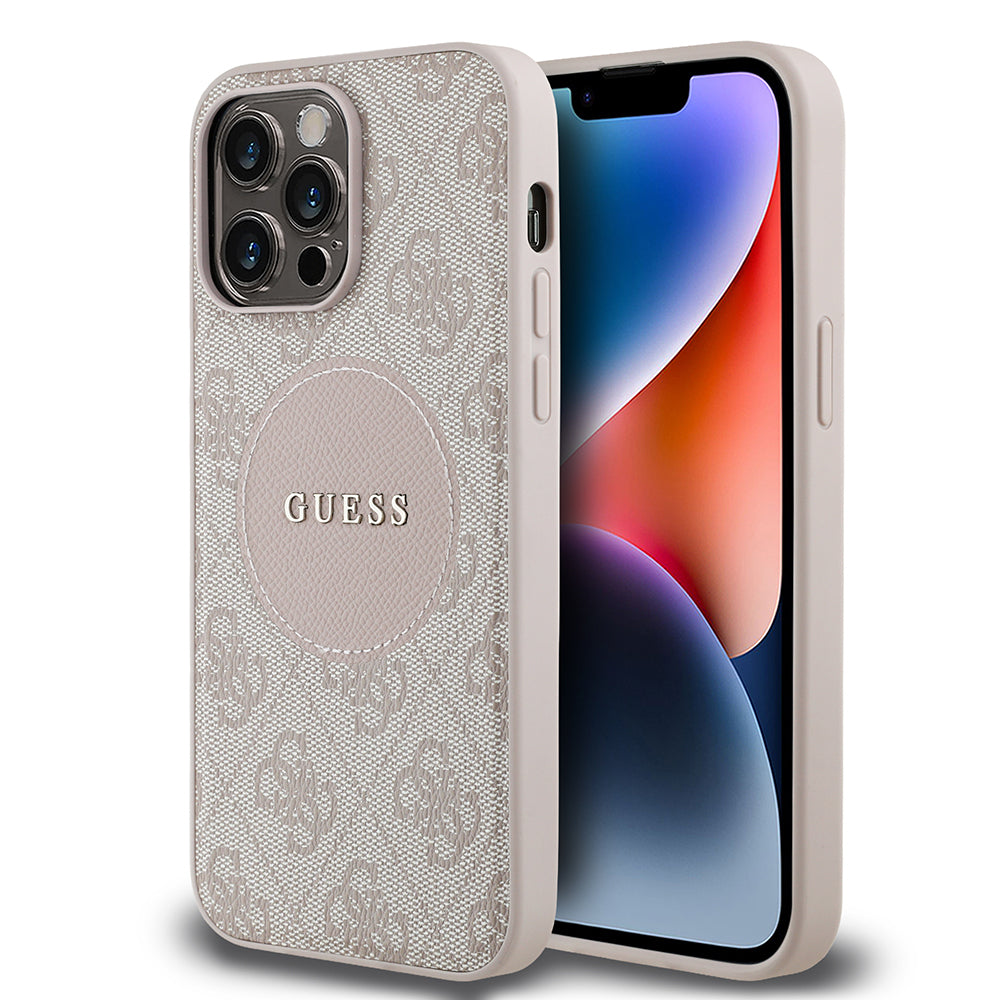 __vg|Pembe|0|3666339426736-01|Apple iPhone 14 Pro Max Kılıf Guess Orjinal Lisanslı MagSafe Şarj Özellikli Yazı Logolu Circle Classic Kapak