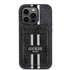 __vg|Siyah|0|3666339452292-01|Apple iPhone 14 Pro Max Kılıf Guess Orjinal Lisanslı MagSafe Şarj Özellikli 4G Desenli Çizgili Kartlıklı Kapak