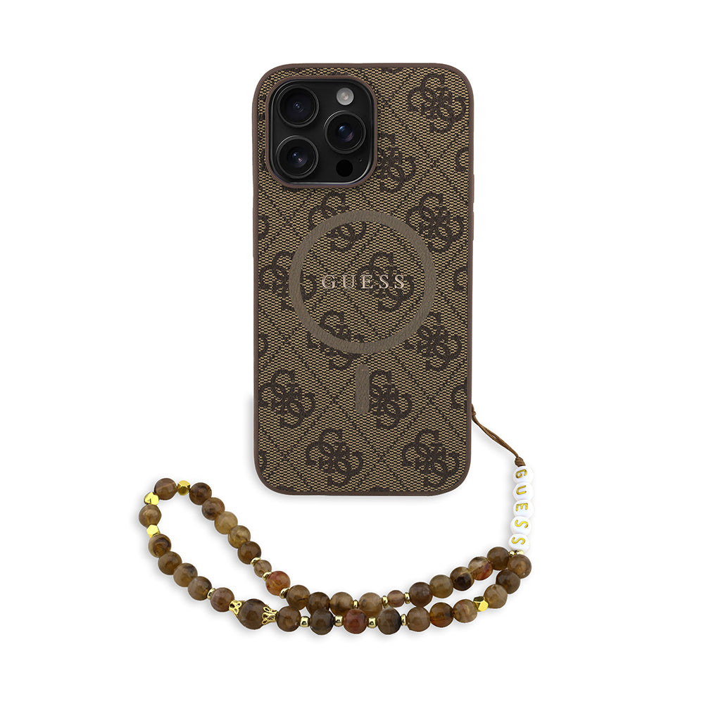 __vg|Kahverengi|0|3666339475130-01|Apple iPhone 14 Pro Max Kılıf Guess Orjinal Lisanslı MagSafe Şarj Özellikli PU Deri Bilek Askı İpli Yazı Logolu Kapak