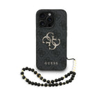 __vg|Siyah|0|3666339475833-01|Apple iPhone 14 Pro Max Kılıf Guess Orjinal Lisanslı PU Deri Bilek Askı İpli Metal Büyük 4G ve Yazı Logolu Kapak