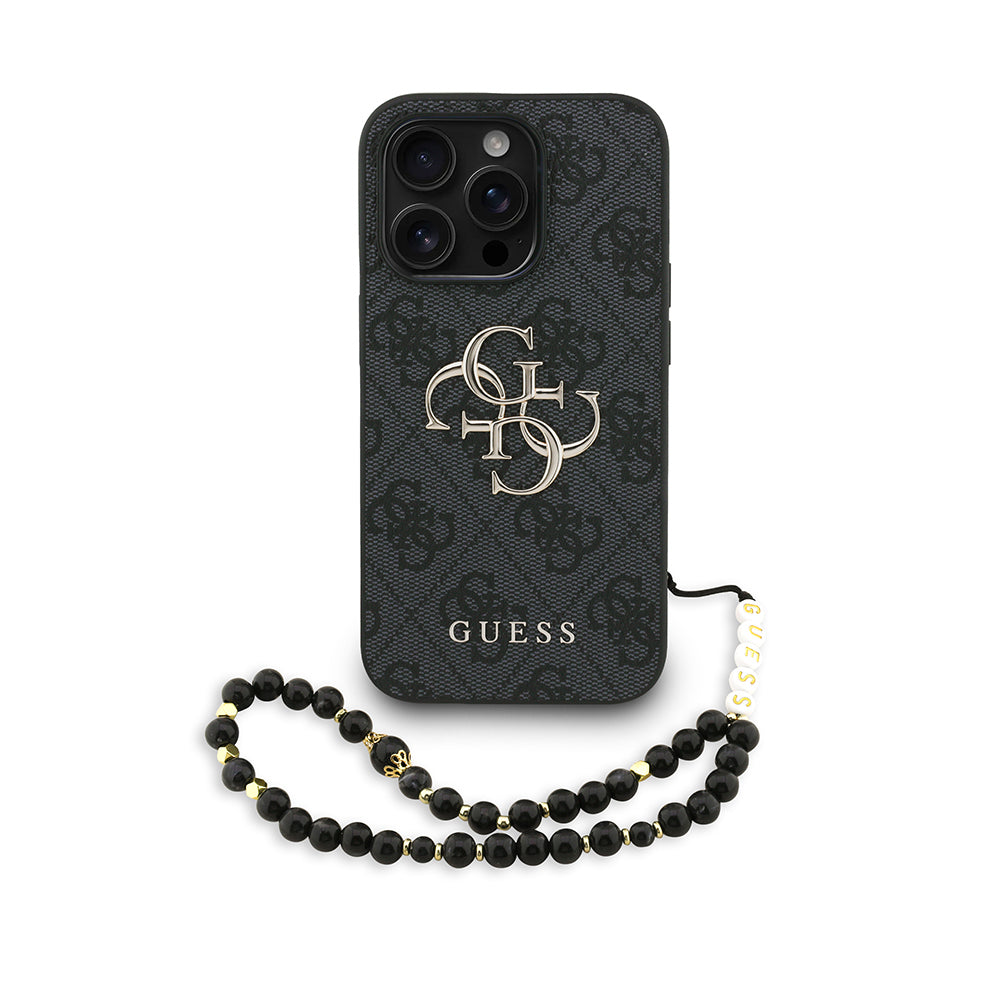 __vg|Siyah|0|3666339475833-01|Apple iPhone 14 Pro Max Kılıf Guess Orjinal Lisanslı PU Deri Bilek Askı İpli Metal Büyük 4G ve Yazı Logolu Kapak
