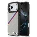__vg|Gri|0|3666339480394-01|Apple iPhone 17 Pro Max Kılıf BMW Orjinal Lisanslı MagSafe Şarj Özellikli M Logolu Üç Şeritli Delikli Deri Kapak
