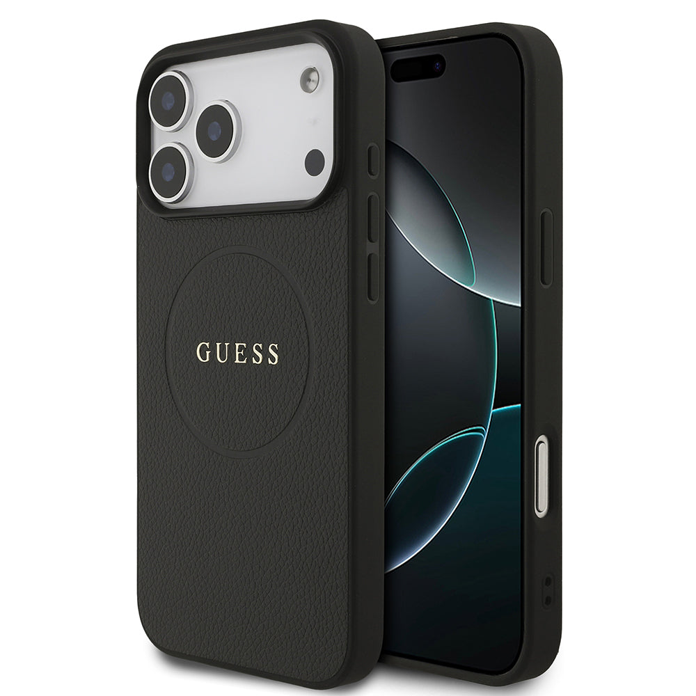 __vg|Siyah|0|3666339490911-01|Apple iPhone 17 Pro Max Kılıf Guess Orjinal Lisanslı MagSafe Şarj Özellikli Yazı Logolu PU Deri Kapak