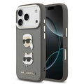 __vg|Gri|0|3666339494841-01|Apple iPhone 17 Pro Max Kılıf Karl Lagerfeld Orjinal Lisanslı Metal Logolu K&C Heads Pin Kapak