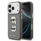 __vg|Gri|0|3666339494841-01|Apple iPhone 17 Pro Max Kılıf Karl Lagerfeld Orjinal Lisanslı Metal Logolu K&C Heads Pin Kapak