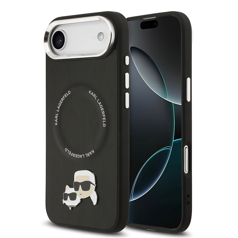 __vg|Siyah|0|3666339494988-01|Apple iPhone 17 Air Kılıf Karl Lagerfeld Orjinal Lisanslı MagSafe Şarj Özellikli Metal Kamera ve Buton Tasarımlı K&C PU Deri Kapak
