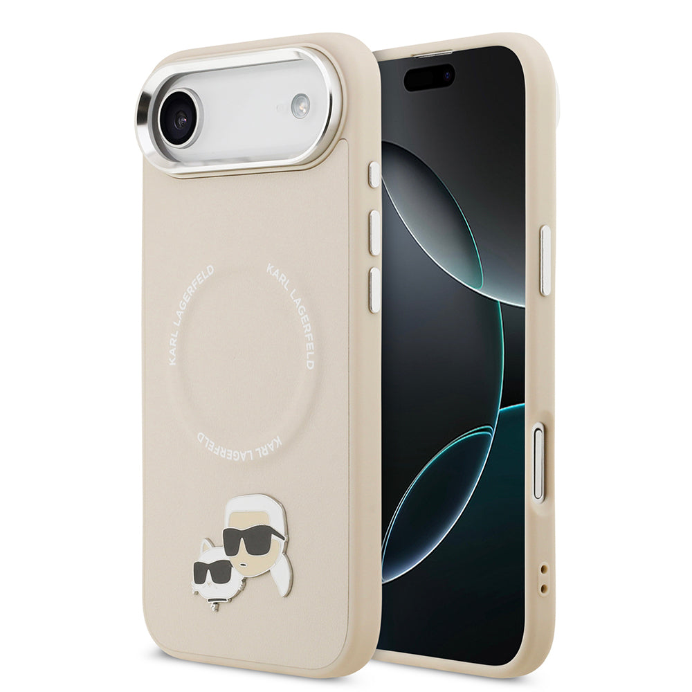 __vg|Bej|0|3666339495145-01|Apple iPhone 17 Air Kılıf Karl Lagerfeld Orjinal Lisanslı MagSafe Şarj Özellikli Metal Kamera ve Buton Tasarımlı K&C PU Deri Kapak