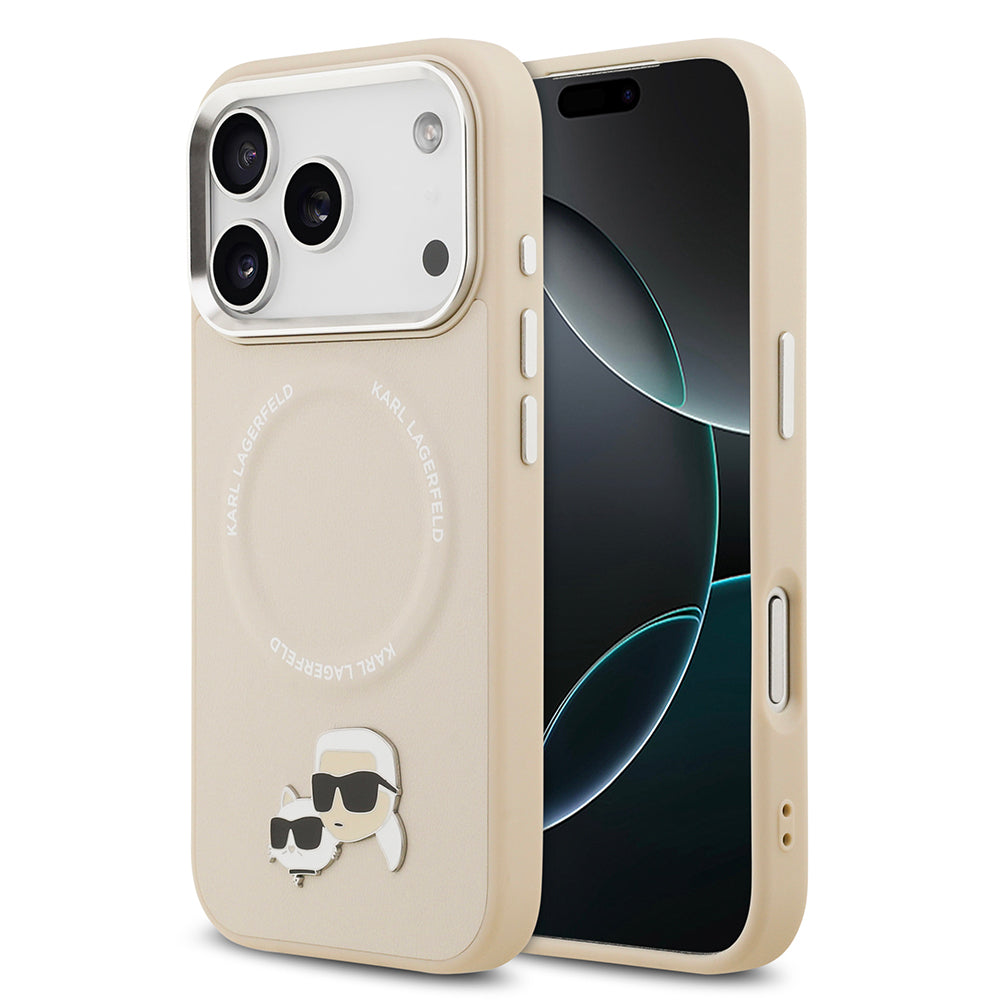 __vg|Bej|0|3666339495169-01|Apple iPhone 17 Pro Max Kılıf Karl Lagerfeld Orjinal Lisanslı MagSafe Şarj Özellikli Metal Kamera ve Buton Tasarımlı K&C PU Deri Kapak