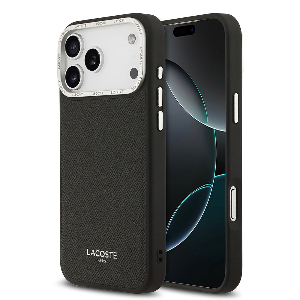 __vg|Siyah|0|3666339510220-01|Apple iPhone 17 Pro Max Kılıf Lacoste Orjinal Lisanslı MagSafe Şarj Özellikli Champs Elysees PU Deri Tasarımlı Kapak