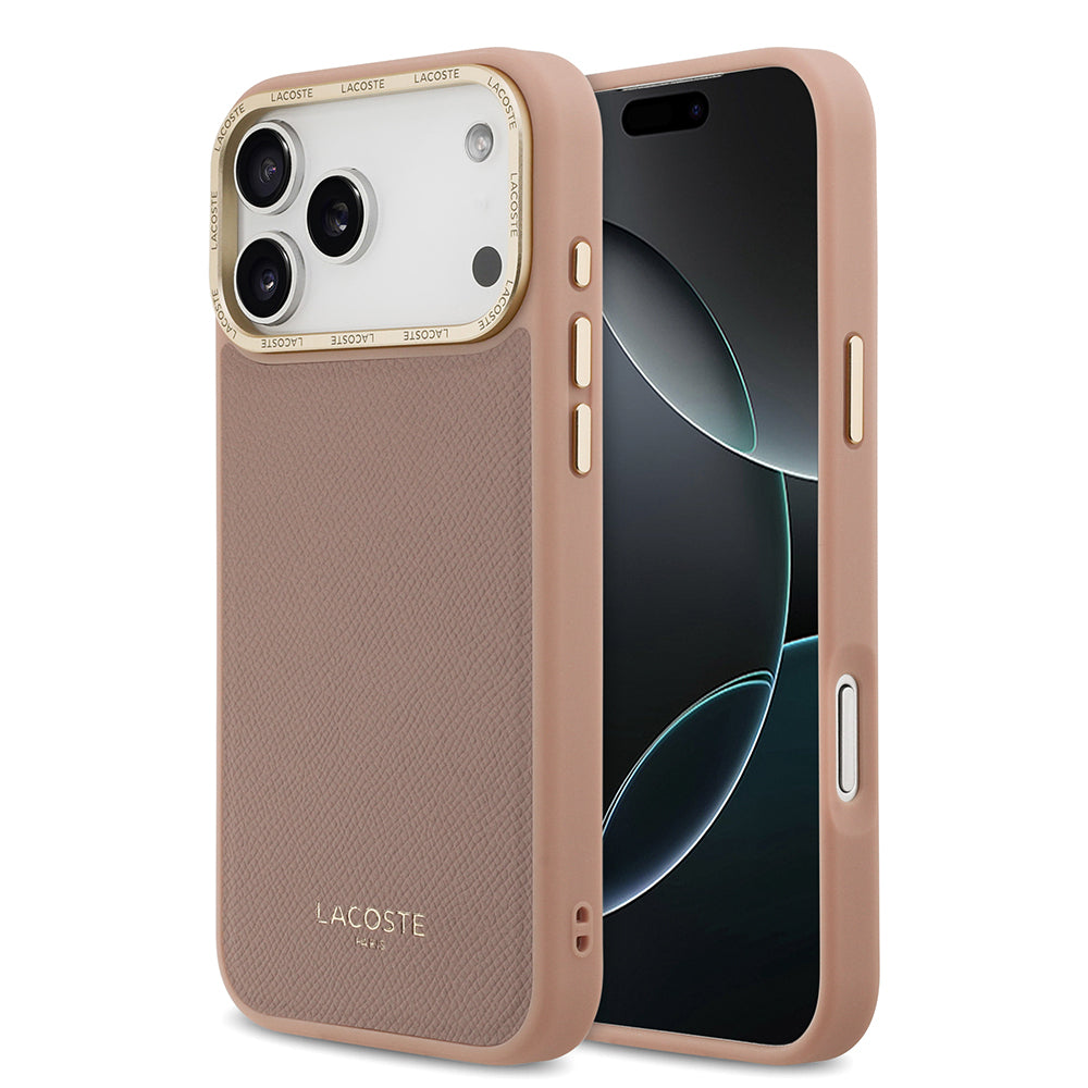 __vg|Pembe|0|3666339510466-01|Apple iPhone 17 Pro Max Kılıf Lacoste Orjinal Lisanslı MagSafe Şarj Özellikli Champs Elysees PU Deri Tasarımlı Kapak