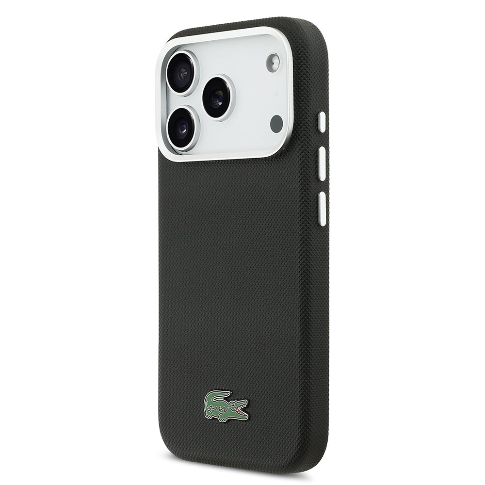 __vg|Siyah|1|3666339511425-02|Apple iPhone 17 Pro Max Kılıf Lacoste Orjinal Lisanslı MagSafe Şarj Özellikli PVC Pike Desenli Arka Yüzey İkonik Timsah Dokuma Logolu Kapak