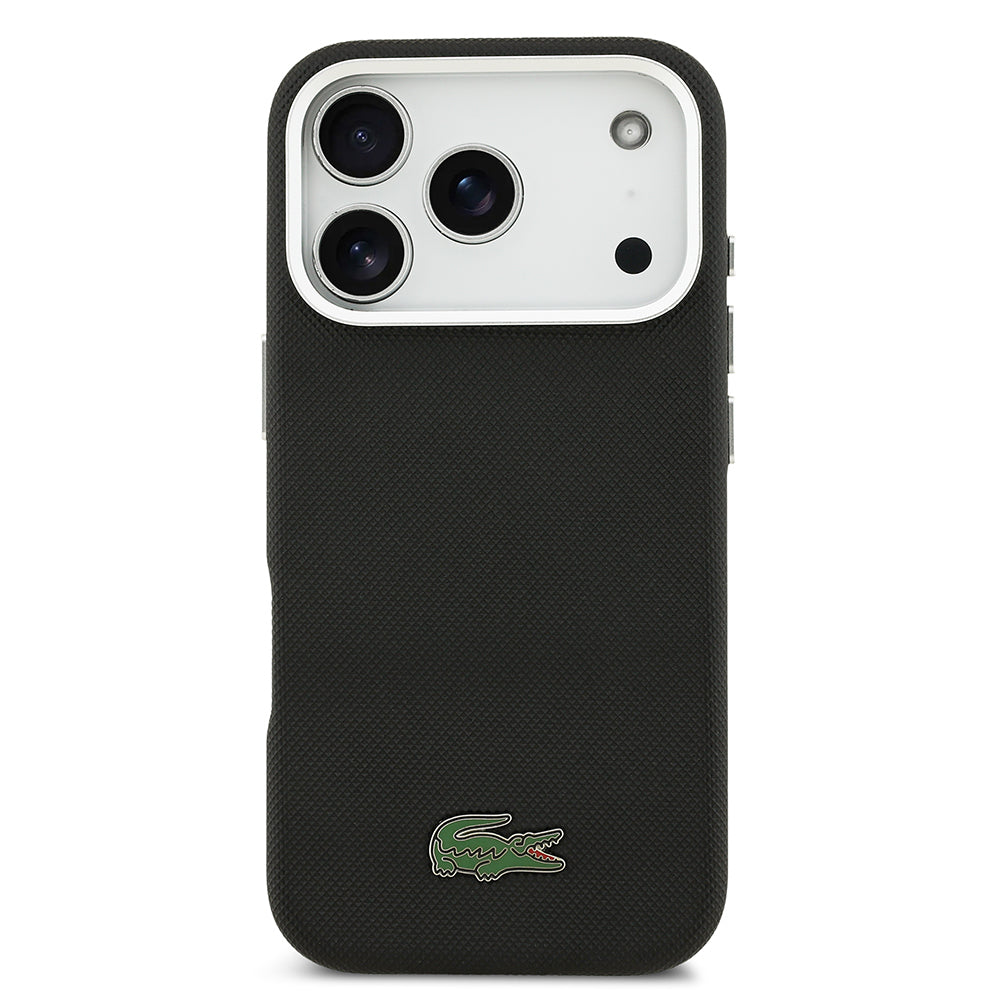 __vg|Siyah|2|3666339511425-03|Apple iPhone 17 Pro Max Kılıf Lacoste Orjinal Lisanslı MagSafe Şarj Özellikli PVC Pike Desenli Arka Yüzey İkonik Timsah Dokuma Logolu Kapak