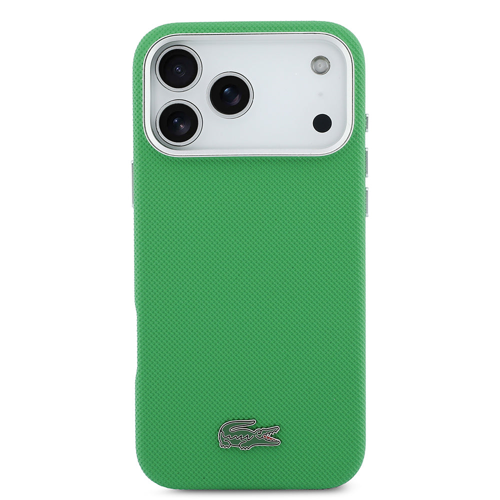 __vg|Yeşil|2|3666339511548-03|Apple iPhone 17 Pro Max Kılıf Lacoste Orjinal Lisanslı MagSafe Şarj Özellikli PVC Pike Desenli Arka Yüzey İkonik Timsah Dokuma Logolu Kapak