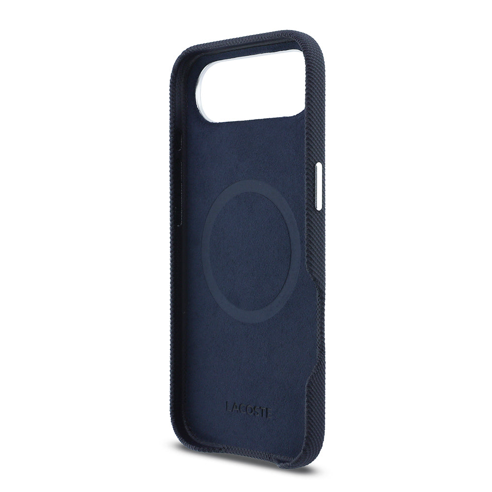 __vg|Lacivert|6|3666339511647-07|Apple iPhone 17 Air Kılıf Lacoste Orjinal Lisanslı MagSafe Şarj Özellikli PVC Pike Desenli Arka Yüzey İkonik Timsah Dokuma Logolu Kapak