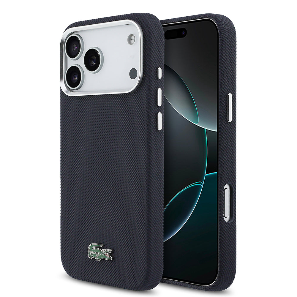 __vg|Lacivert|0|3666339511661-01|Apple iPhone 17 Pro Max Kılıf Lacoste Orjinal Lisanslı MagSafe Şarj Özellikli PVC Pike Desenli Arka Yüzey İkonik Timsah Dokuma Logolu Kapak