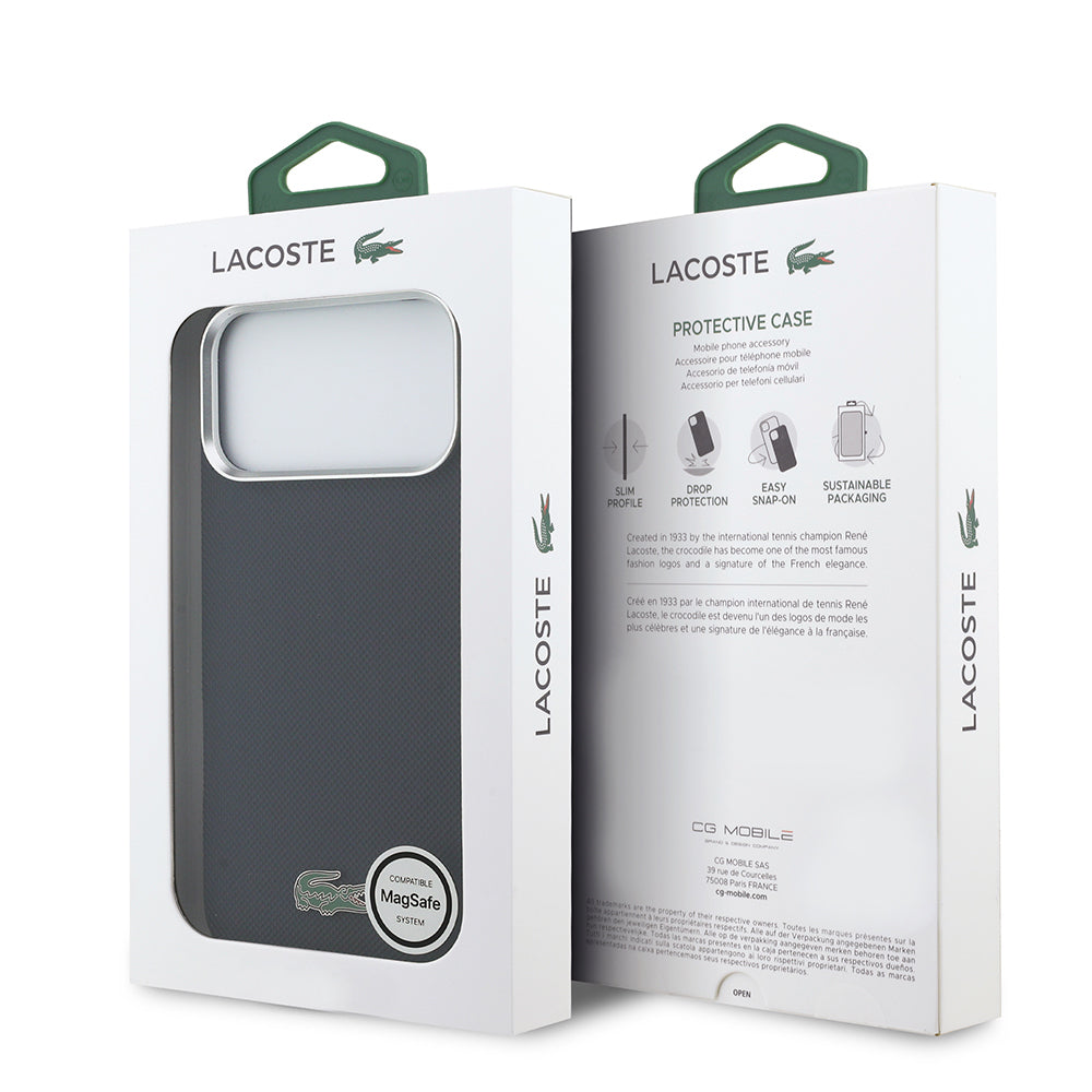 __vg|Lacivert|7|3666339511661-08|Apple iPhone 17 Pro Max Kılıf Lacoste Orjinal Lisanslı MagSafe Şarj Özellikli PVC Pike Desenli Arka Yüzey İkonik Timsah Dokuma Logolu Kapak