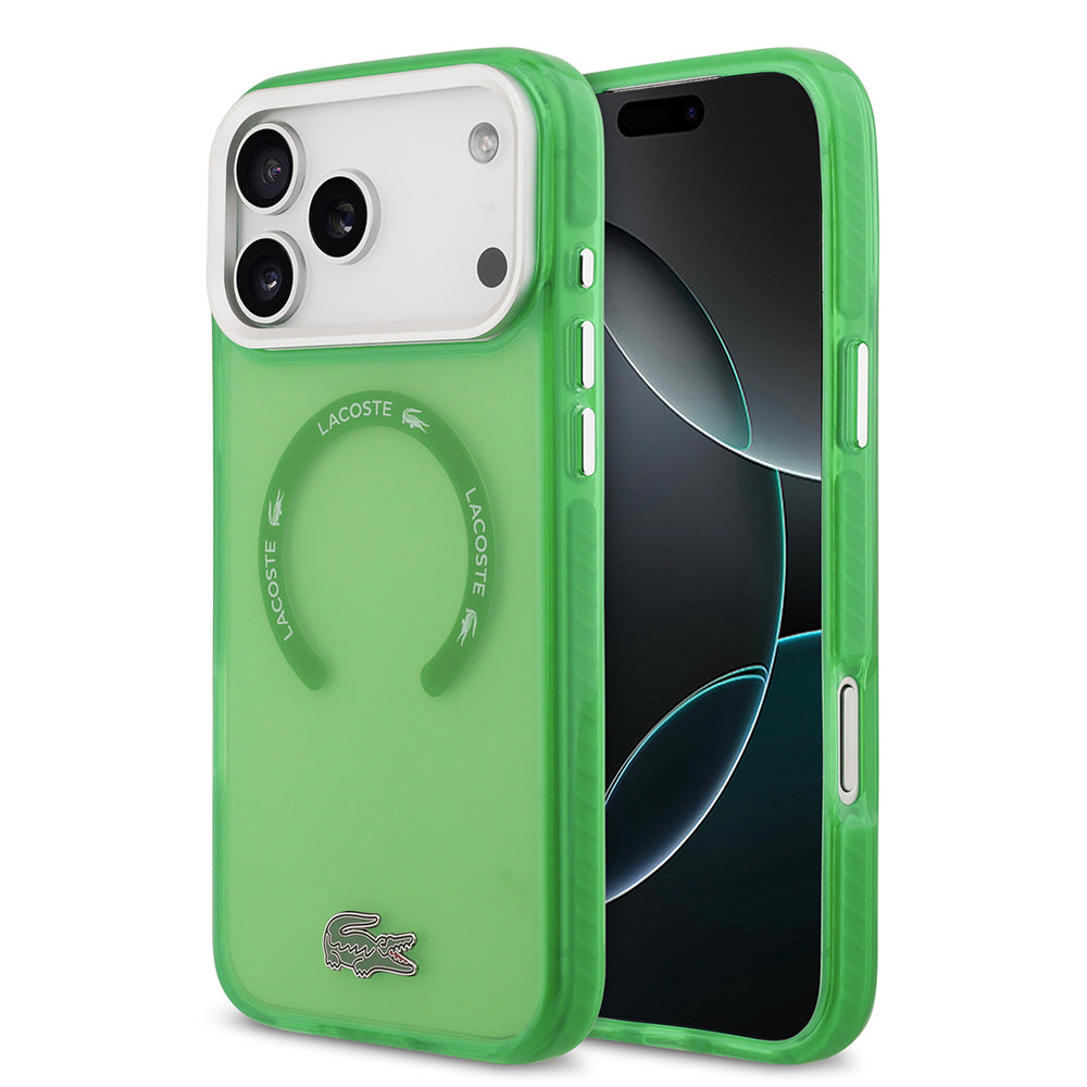 __vg|Yeşil|0|3666339512149-01|Apple iPhone 17 Pro Max Kılıf Lacoste Orjinal Lisanslı MagSafe Şarj Özellikli İkonik Timsah Logolu Buzlu Kapak