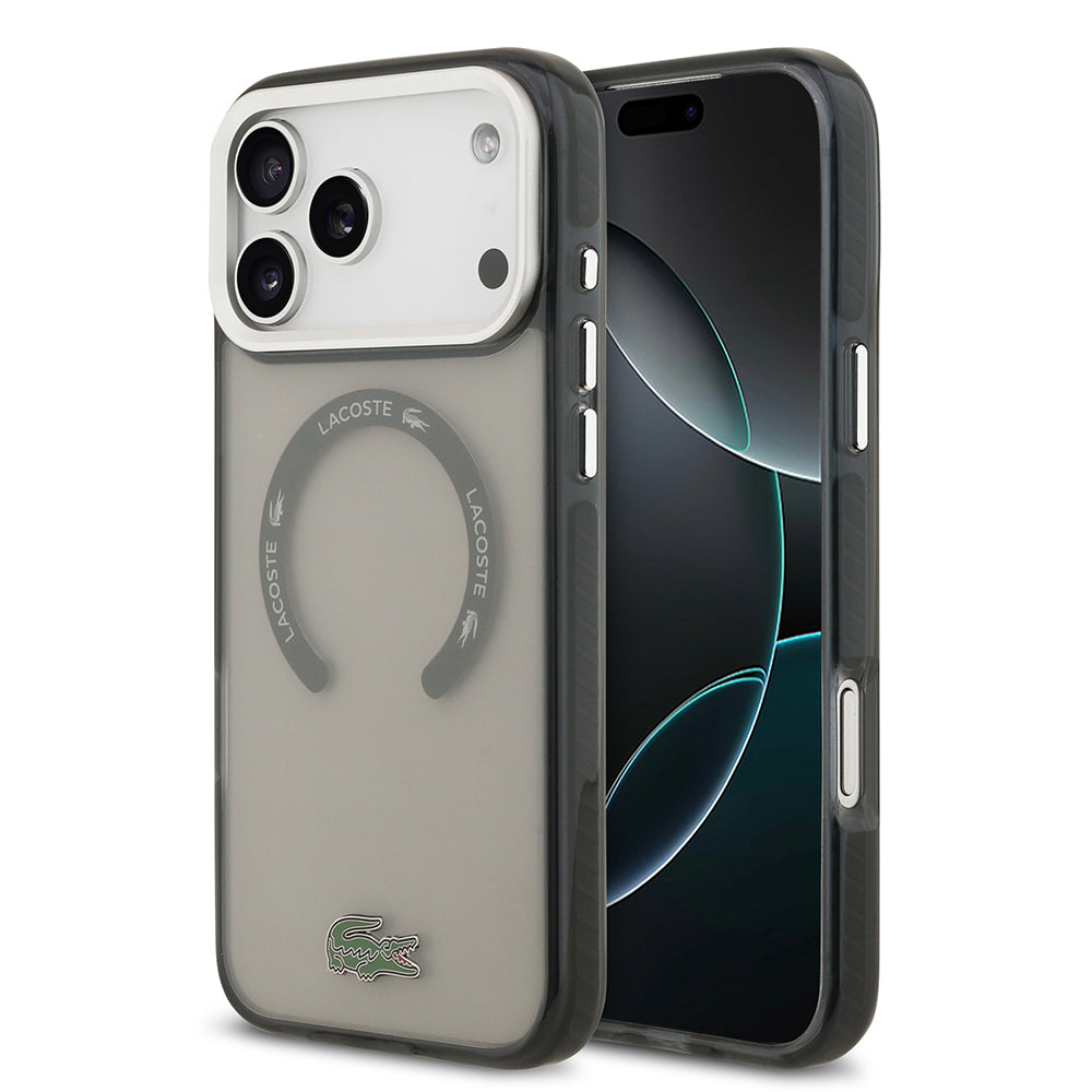 __vg|Gri|0|3666339512262-01|Apple iPhone 17 Pro Max Kılıf Lacoste Orjinal Lisanslı MagSafe Şarj Özellikli İkonik Timsah Logolu Buzlu Kapak