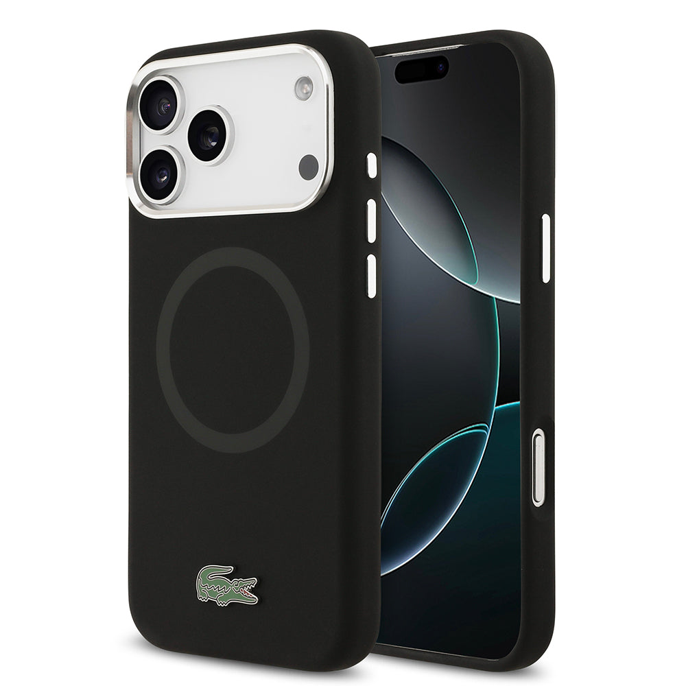 __vg|Siyah|0|3666339512743-01|Apple iPhone 17 Pro Max Kılıf Lacoste Orjinal Lisanslı MagSafe Şarj Özellikli İkonik Logolu Metal Kamera Çerçeveli Silikon Kapak