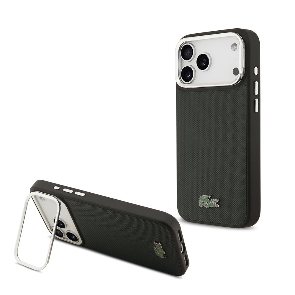 __vg|Koyu Yeşil|0|3666339513467-01|Apple iPhone 17 Pro Max Kılıf Lacoste Orjinal Lisanslı MagSafe Şarj Özellikli PU Pike Desenli Standlı Metal Logolu Kapak