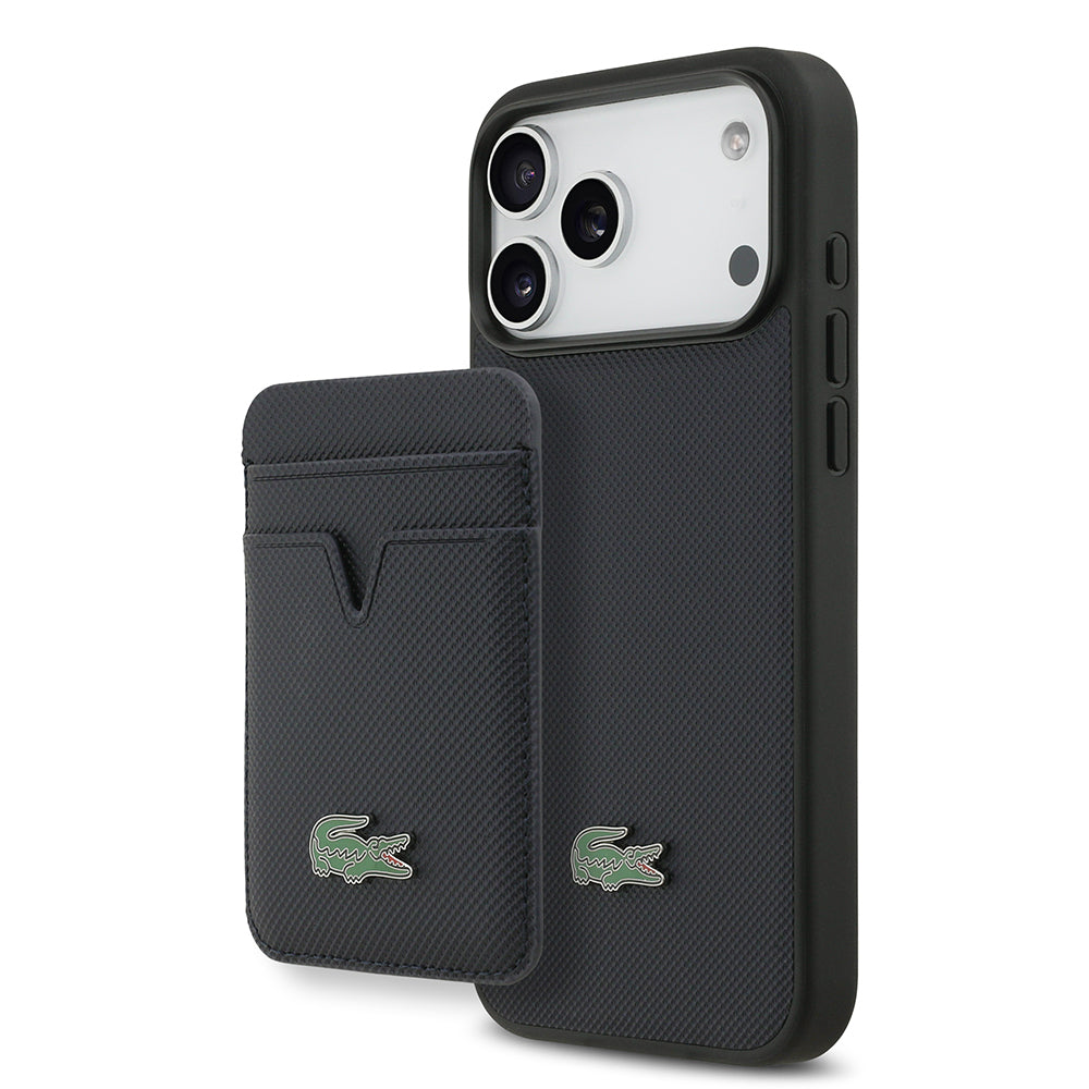 __vg|Lacivert|0|3666339514242-01|Apple iPhone 17 Pro Max Kılıf Lacoste Orjinal Lisanslı MagSafe Şarj Özellikli PU Pike Desenli Metal Logolu Kartlıklı Kapak