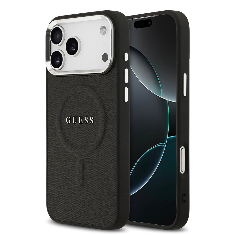 __vg|Siyah|0|3666339516505-01|Apple iPhone 17 Pro Max Kılıf Guess Orjinal Lisanslı MagSafe Şarj Özellikli Klasik Yazı Logolu PU Deri Kapak