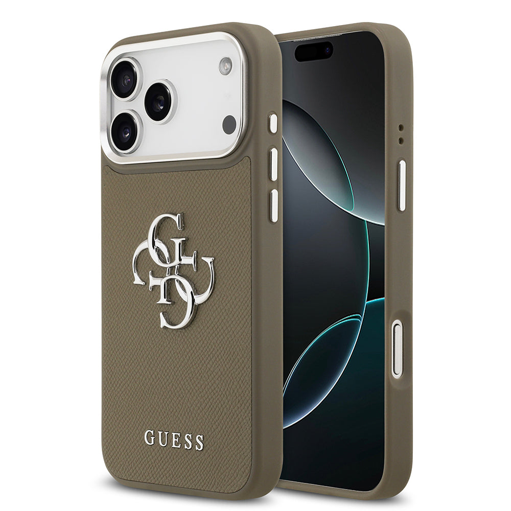 __vg|Kahverengi|0|3666339518264-01|Apple iPhone 17 Pro Max Kılıf Guess Orjinal Lisanslı Grained 4G Metal Büyük Logolu Kapak