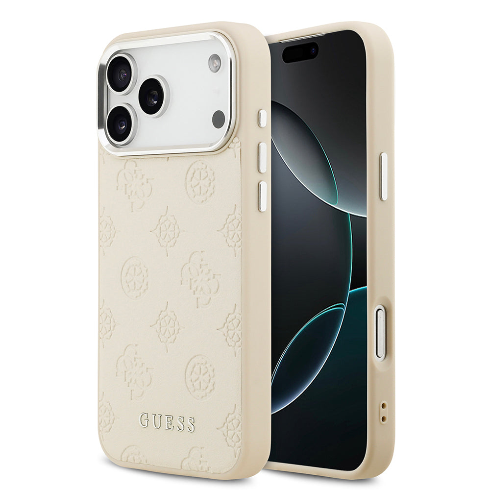 __vg|Bej|0|3666339518424-01|Apple iPhone 17 Pro Max Kılıf Guess Orjinal Lisanslı MagSafe Şarj Özellikli Sıcak Baskılı Klasik Yazı Logolu PU Deri Peony Kapak
