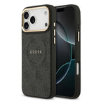 __vg|Siyah|0|3666339519063-01|Apple iPhone 17 Pro Max Kılıf Guess Orjinal Lisanslı MagSafe Şarj Özellikli Gold Metal Kamera Çerçeveli PU Deri 4G Desenli Yazı Logolu Kapak