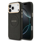 __vg|Siyah|0|3666339519704-01|Apple iPhone 17 Pro Max Kılıf Guess Orjinal Lisanslı MagSafe Şarj Özellikli Sıcak Baskılı Yazı Logolu PU Deri Peony Kapak