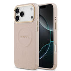 __vg|Pembe|0|3666339519865-01|Apple iPhone 17 Pro Max Kılıf Guess Orjinal Lisanslı MagSafe Şarj Özellikli Sıcak Baskılı Yazı Logolu PU Deri Peony Kapak