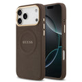 __vg|Kahverengi|0|3666339520021-01|Apple iPhone 17 Pro Max Kılıf Guess Orjinal Lisanslı MagSafe Şarj Özellikli Sıcak Baskılı Yazı Logolu PU Deri Peony Kapak