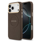 __vg|Kahverengi|0|3666339520021-01|Apple iPhone 17 Pro Max Kılıf Guess Orjinal Lisanslı MagSafe Şarj Özellikli Sıcak Baskılı Yazı Logolu PU Deri Peony Kapak