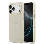 __vg|Bej|0|3666339520182-01|Apple iPhone 17 Pro Max Kılıf Guess Orjinal Lisanslı MagSafe Şarj Özellikli Sıcak Baskılı Yazı Logolu PU Deri Peony Kapak