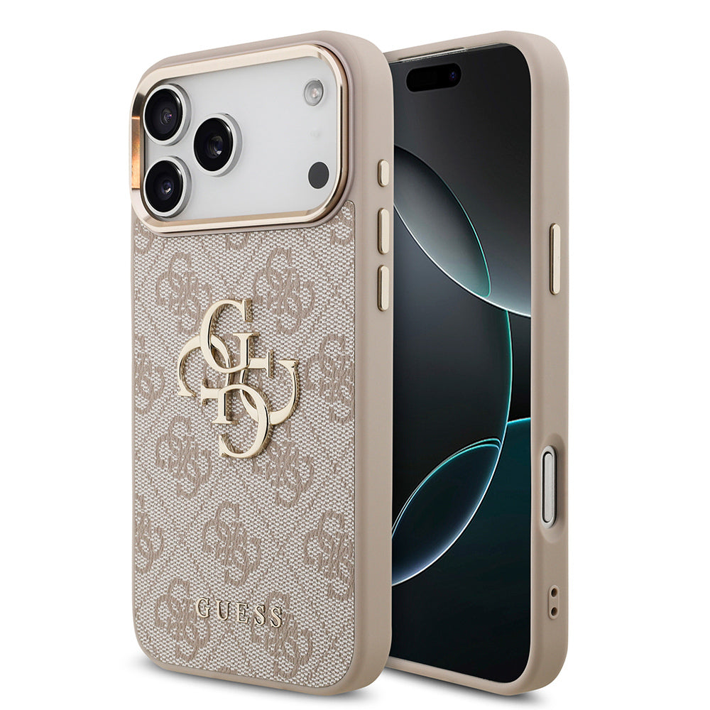 __vg|Pembe|0|3666339521783-01|Apple iPhone 17 Pro Max Kılıf Guess Orjinal Lisanslı Gold Metal Kamera Çerçeveli 4G Desenli Metal Büyük 4G ve Yazı Logolu Kapak